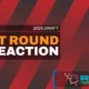 2025 NFL Draft reaction 1st Round - red and gray striped background