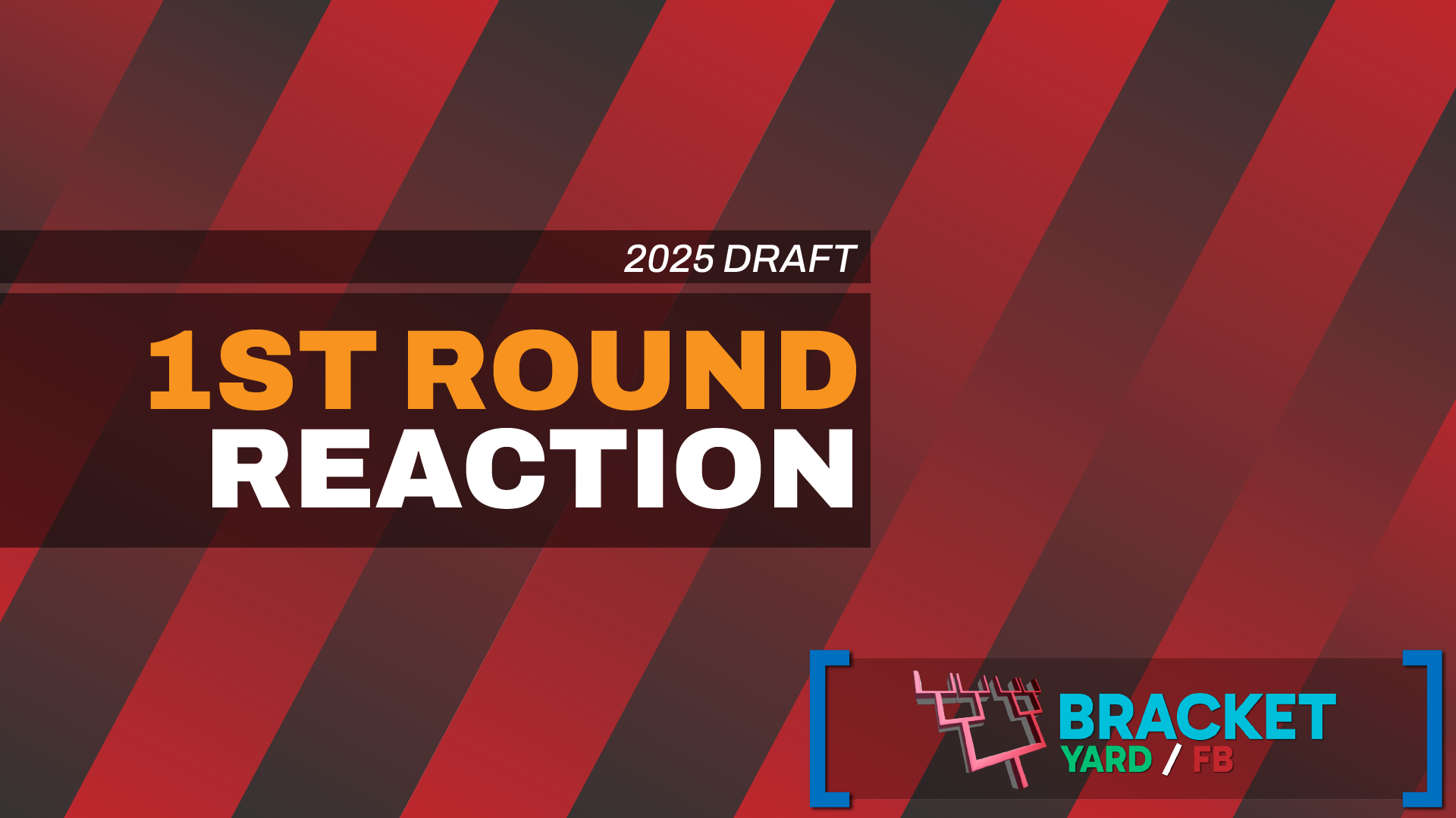 2025 NFL Draft reaction 1st Round - red and gray striped background