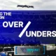 2025 MLB Preseason Over Unders - blue background with a baseball stadium in the background