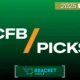 CFB Picks - 2025 Week 0-01 - green gradient background with Bracket Yard logo