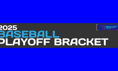 2025 MLB Playoff Bracket - blue background with gray stripe