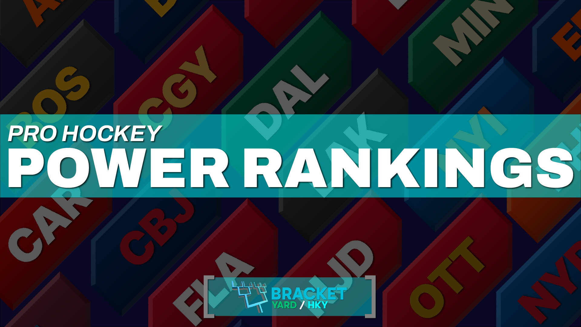 2025-26 NHL Power Rankings main graphic - various NHL team colors in background